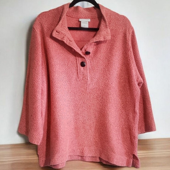 Soft Surroundings Top Womens PXL Coral Pink Oversized Boxy Lagenlook Tunic - Picture 1 of 11